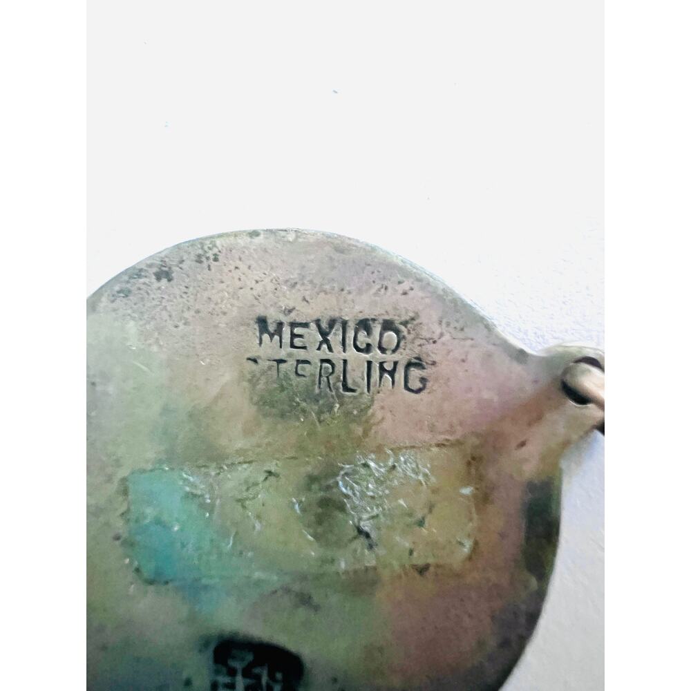 Vintage Mexico Sterling Silver Aztec Calendar Pendant Charm MEX 925 - Picture 3 of 5